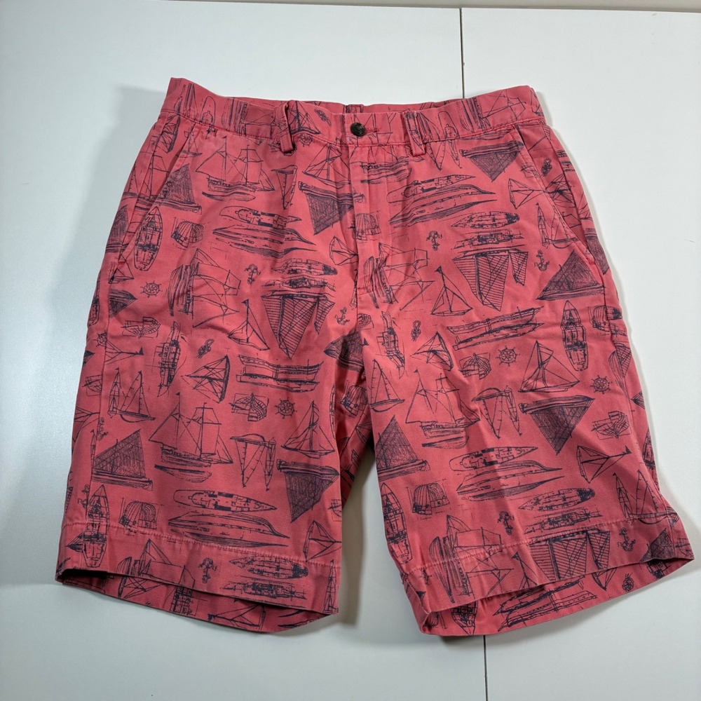 Polo Ralph Lauren Shorts 31 9"‎ Salmon Nautical Sailboat All Over AOP Print